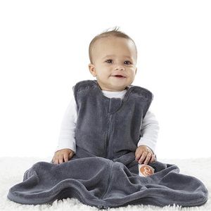 GUNAMUNA Unisex Fleece Wearable Blanket Baby Sleeping Bag, Charcoal Grey, L